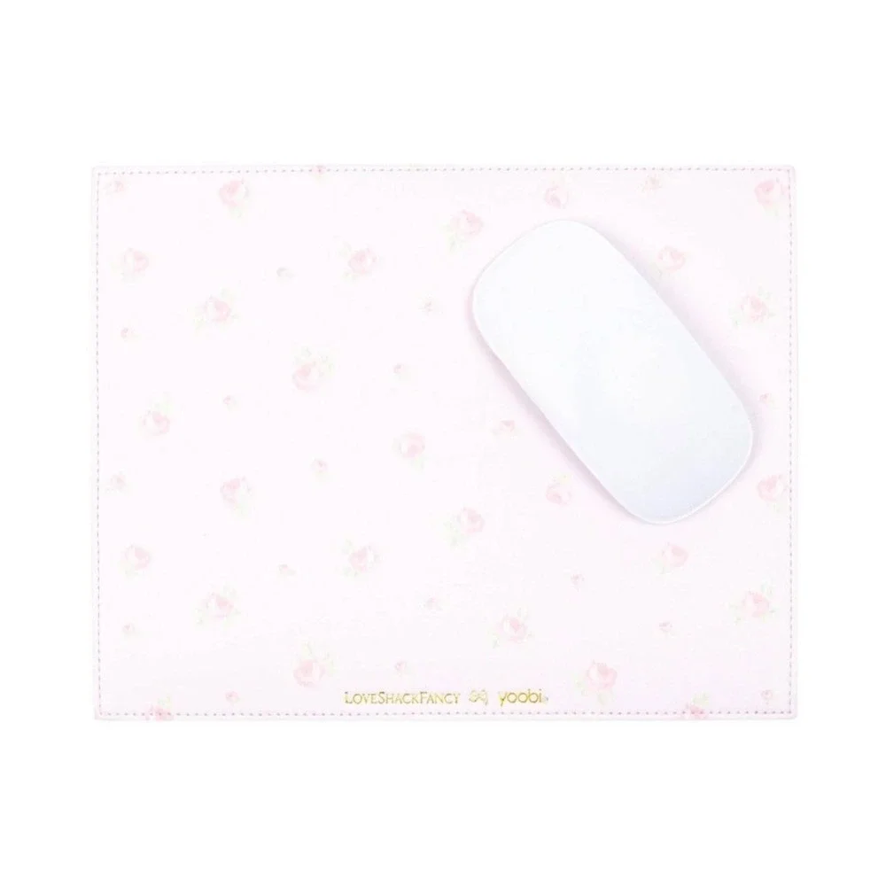 LoveShackFancy x Yoobi Mouse Pad Pink Floral Rose Print Cottagecore New